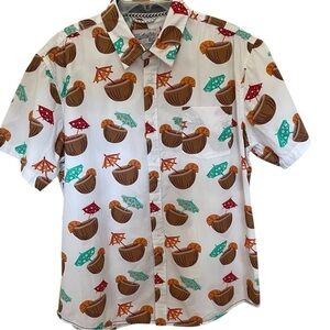 BEACH CLUB MENS HAWAIIAN  COCONUT COCKTAIL  SHIRT SZ XL EUC